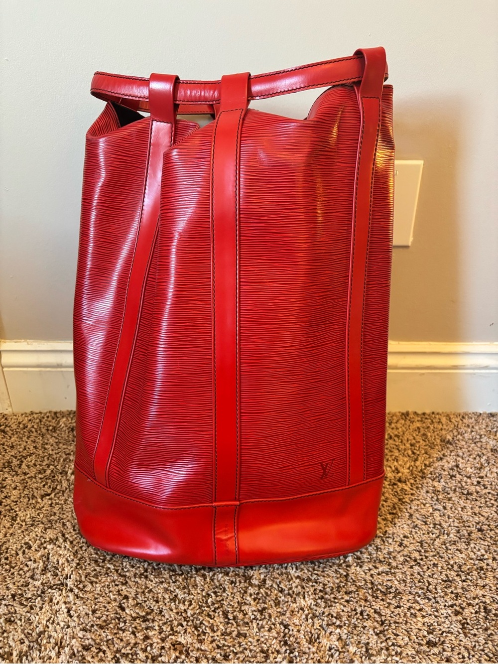 Red LV Epi GM Randonneé  Tote Bag